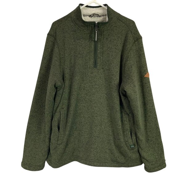 Orvis Green Long Sleeve Mock Neck Quarter Zip Pullover Fleece Sweater Size L - Picture 1 of 5